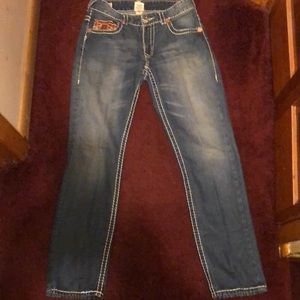 True Religion Ricky jeans. Leather pockets.